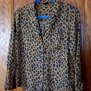 Leopard Print Dress Shirt Small